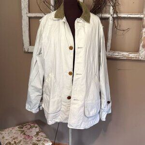 Vintage Peter England chore barn coat jacket womens size large cream equestrian